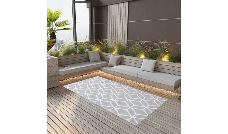 Walplus ARAKIL Polypropylene Outdoor Carpet - Grey & White - 160 x 230 cm