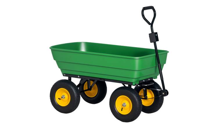 Outsunny Heavy Duty 125 Litre Dump Garden Wheel Trolley Cart - Green