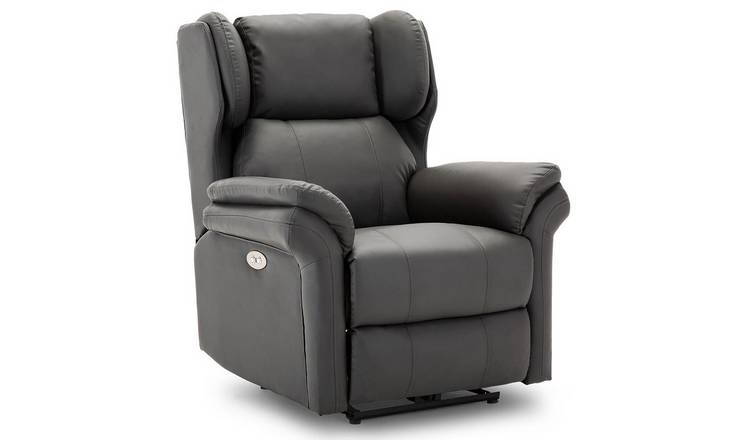 Furniture Online Electric Recliner Chair Usb Charging In Bonded Leather - Slate