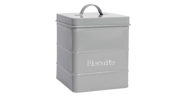 Harbour Housewares Vintage Metal Kitchen Biscuit Tin - Grey