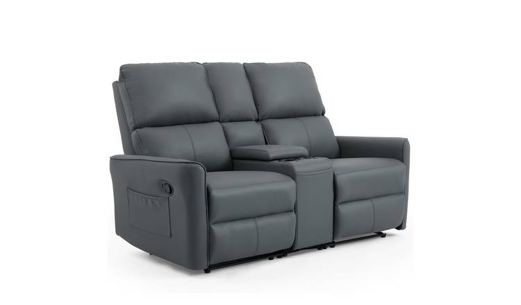 Furniture Online Madrid Manual Recliner 2 Seater Leather Sofa – Grey
