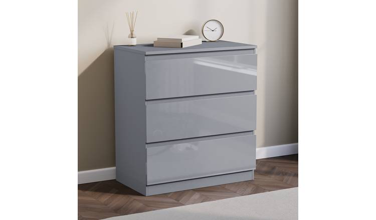 Vida Designs Glinton 3 Drawer Chest - Grey
