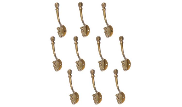 Hammer & Tongs Ball End Hat & Coat Hook - Brass - Pack of 10