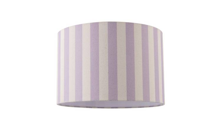 Happy Homewares Lavender Lilac and Oatmeal Linen Striped Lampshade - 30cm