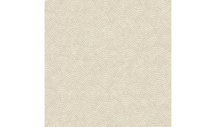 Grandeco Boutique Shell Metallic Curve Embossed Wallpaper - Beige