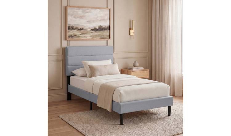 Vida Designs Vandura Single Linen Fabric Bed - Light Grey