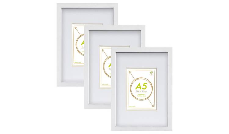 Nicola Spring Photo Frames - 8 x 12" with A5 Mount - Set of 3 - White