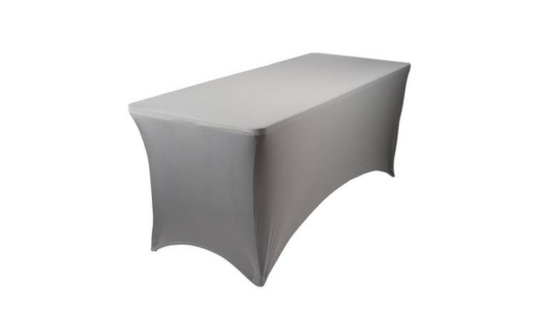 Harbour Housewares Rectangular Spandex Fitted Tablecloth - 6ft (180cm) - Grey