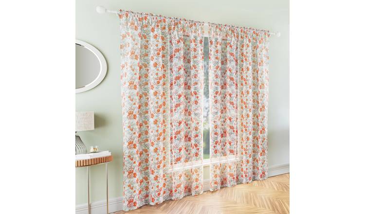 Tyrone Textiles Mia Rod Pocket Voile Panels - 140 x 183cm - Orange