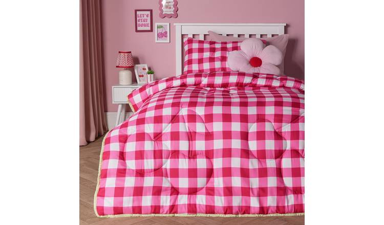 OHS Kids Cherry Bow Gingham 7.5 Tog Coverless Duvet Set Red - Single