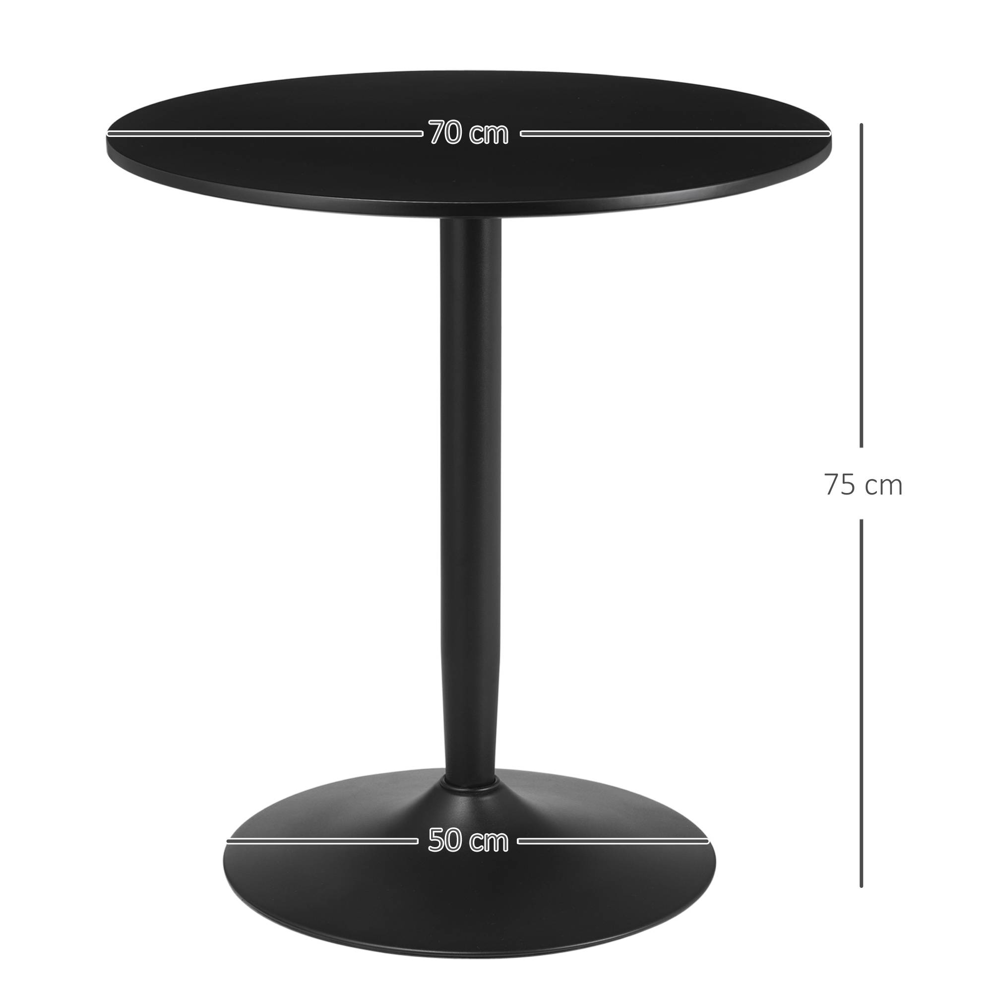 HOMCOM Round Dining Table with Non-slip Foot Pad - Black - Image 7