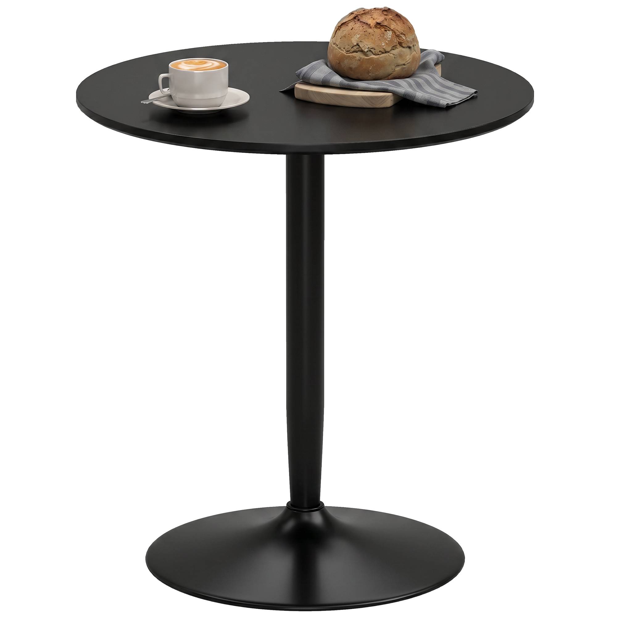 HOMCOM Round Dining Table with Non-slip Foot Pad - Black - Image 1