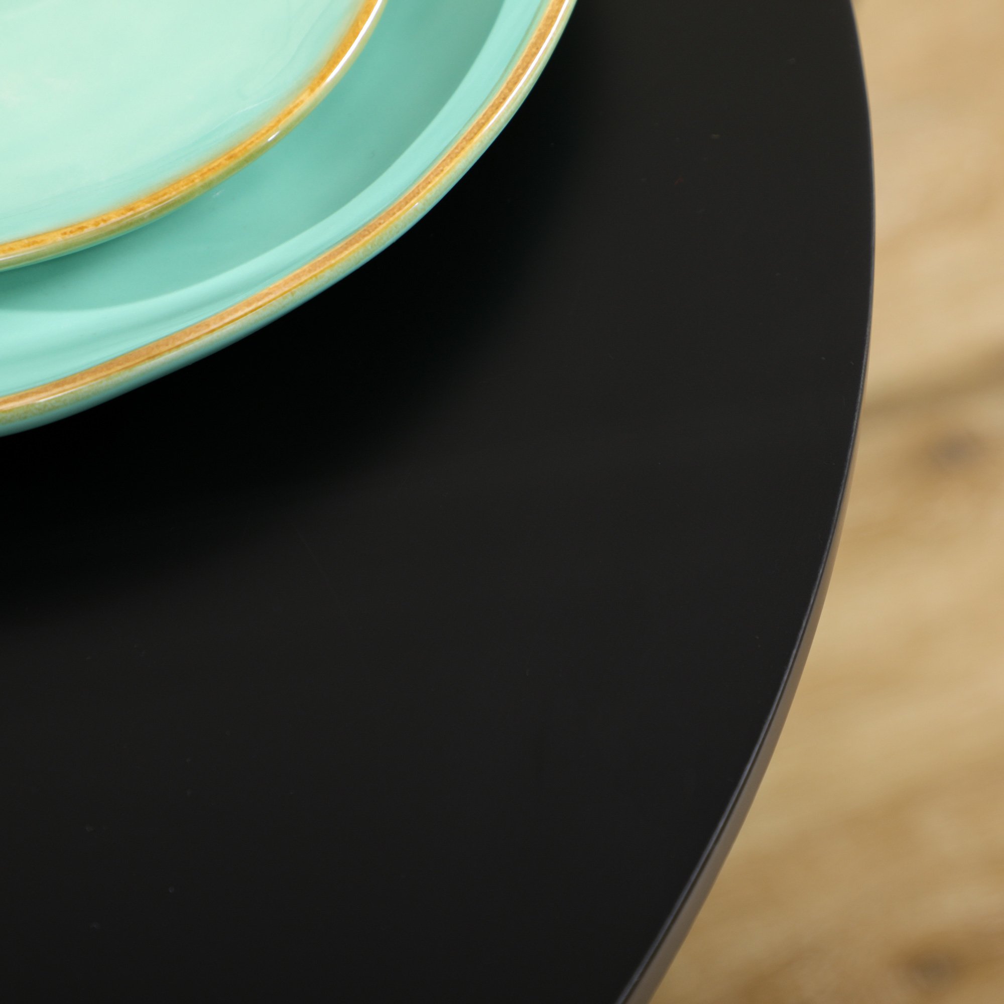HOMCOM Round Dining Table with Non-slip Foot Pad - Black - Image 4