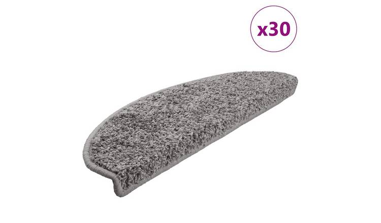 Walplus Pack of 30 Half Round Polypropylene Stair Mats - Grey - 65 x 21 cm