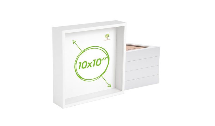 Nicola Spring 3D Deep Box Photo Frames - 10 x 10" - Set of 5 - White