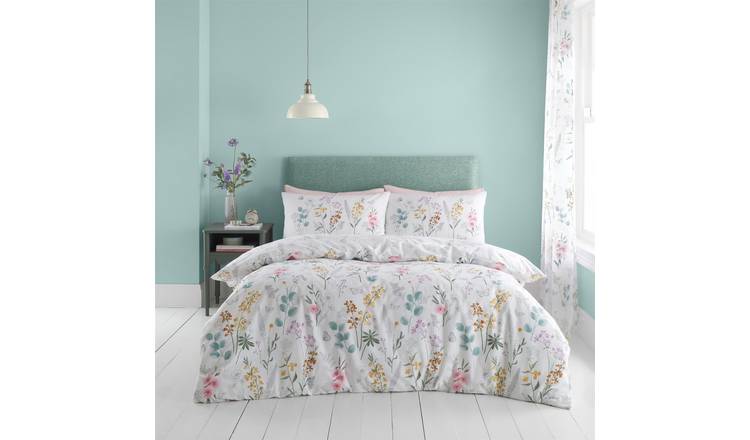 Catherine Lansfield Emilia Floral Duvet Cover Set - King - Green And White