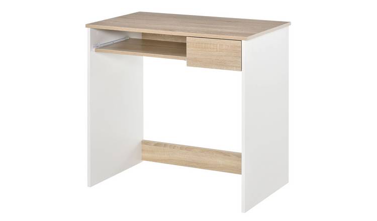HOMCOM Wooden Office Desk with Keyboard Tray - Oak