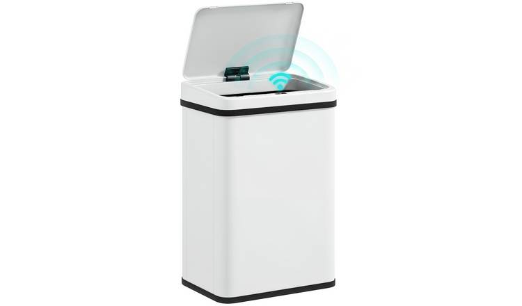 HOMCOM 40L Stainless Steel Sensor Kitchen Bin - White