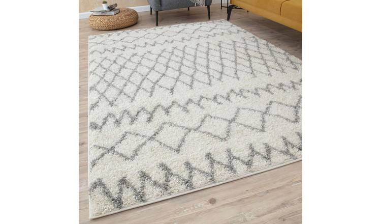 The Rugs Dove Grey Moroccan Tangier Shaggy Rug - 60 x 110cm