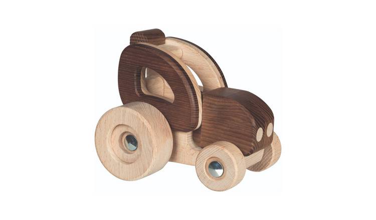 Goki Nature Tractor Push Along Wooden Toy Vehicle