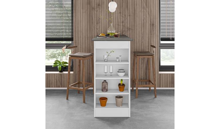 Decortie Swallow Particleboard Bar Table 2 Seater - Retro Grey and White