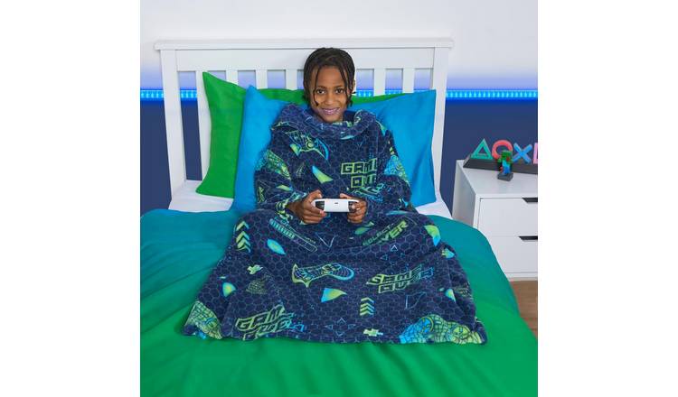 OHS Kids Gaming Print TV Blanket 100 x 125cm - Green/Blue