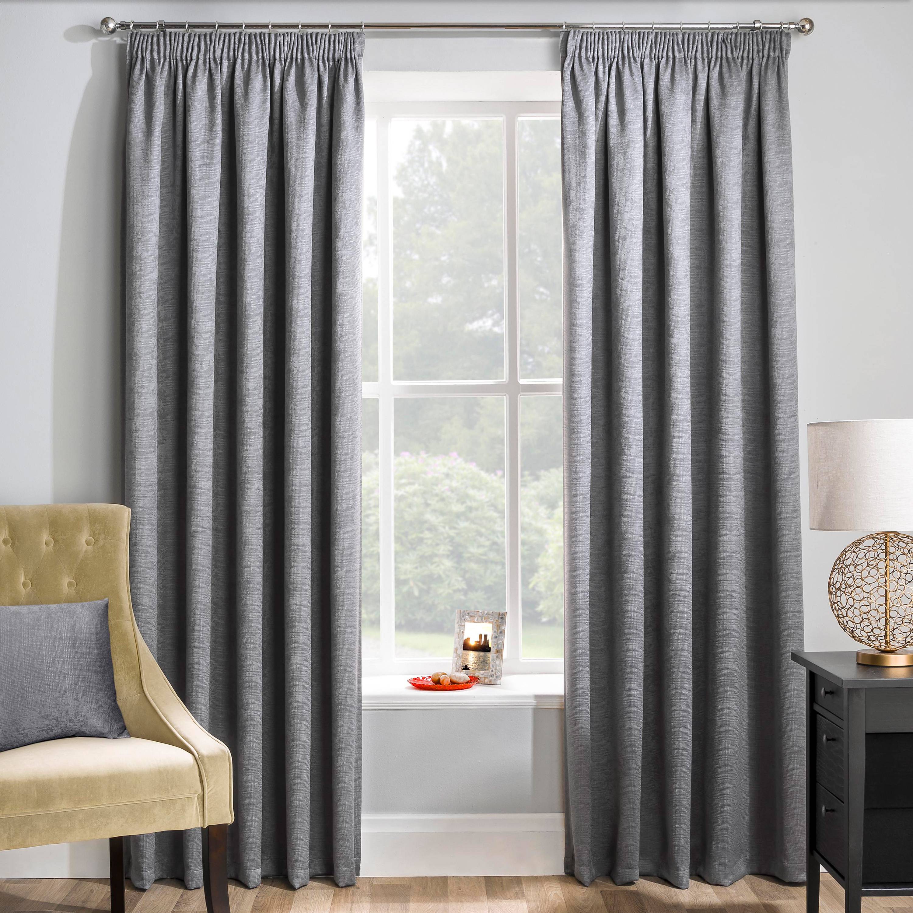 Enhanced Living Matrix Pencil Pleat Thermal Curtains - 117 x 137cm - Grey - Image 1