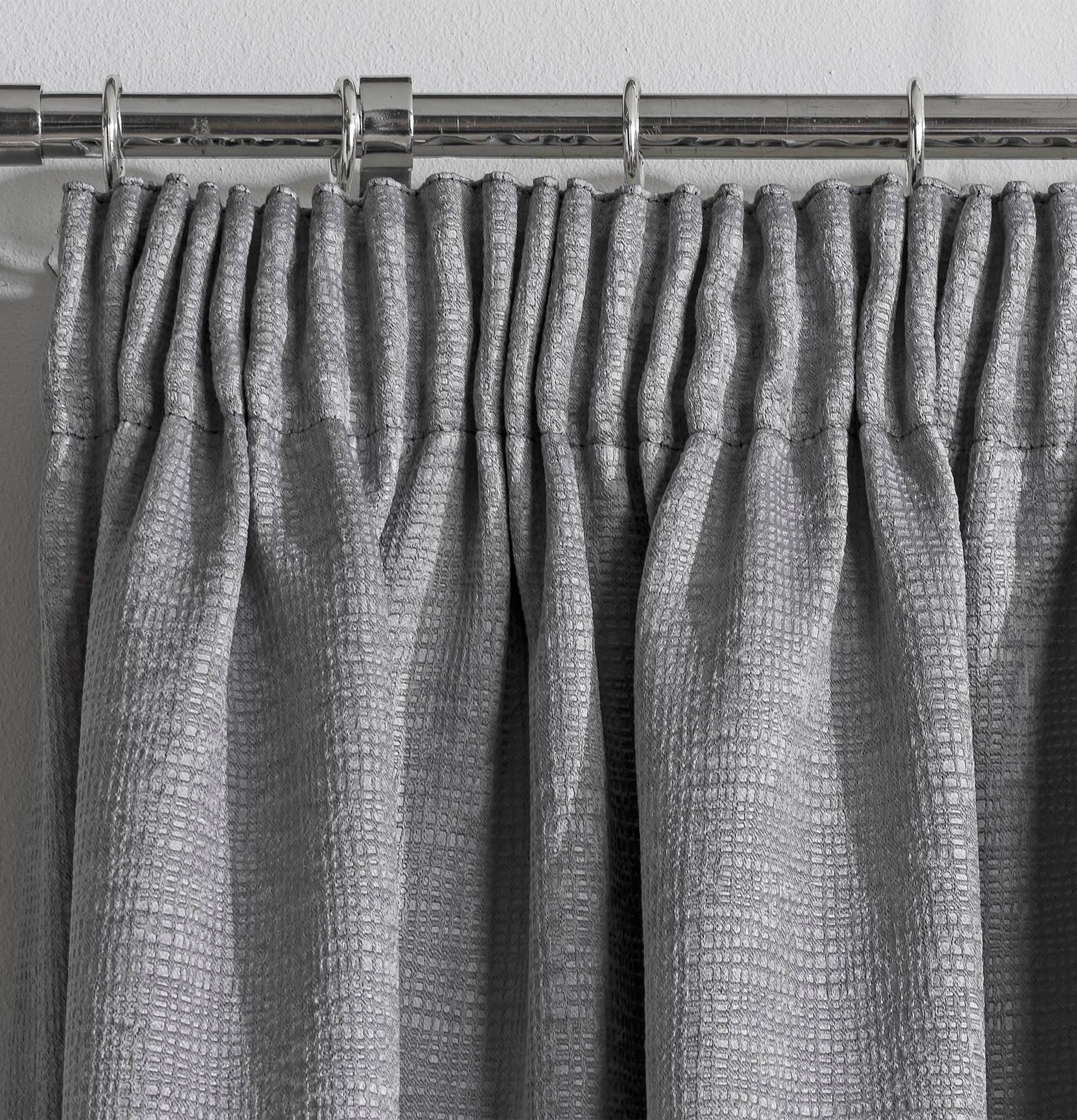 Enhanced Living Matrix Pencil Pleat Thermal Curtains - 117 x 137cm - Grey - Image 3