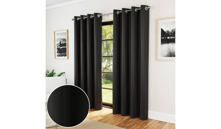 Enhanced Living Nightfall Eyelet Thermal Curtains - 229 x 229cm - Black