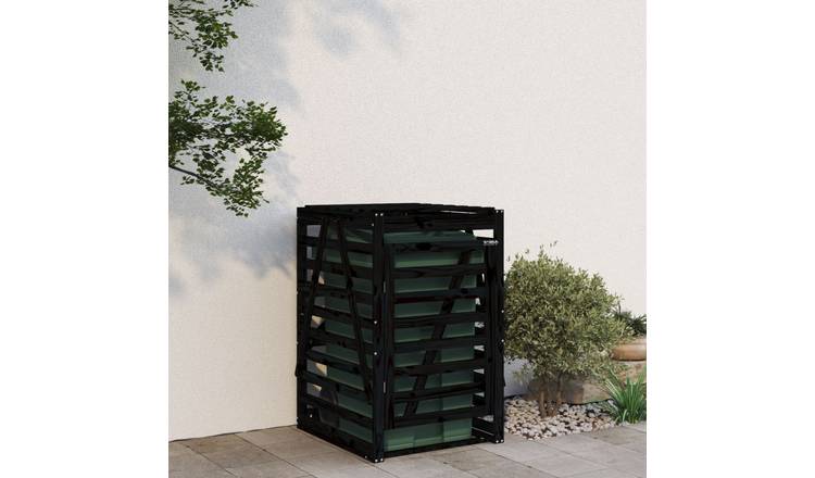 Walplus Wood Wheelie Bin Store - Black - 84 x 90 x 128.5 cm