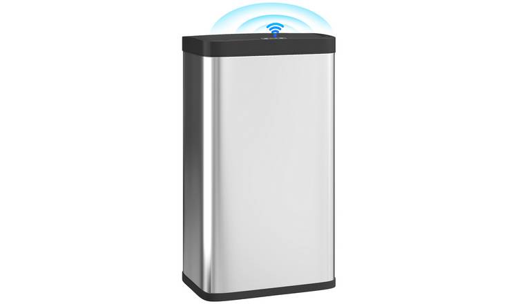 HOMCOM 45L Sensor Bin with Soft-Close Lid - Silver