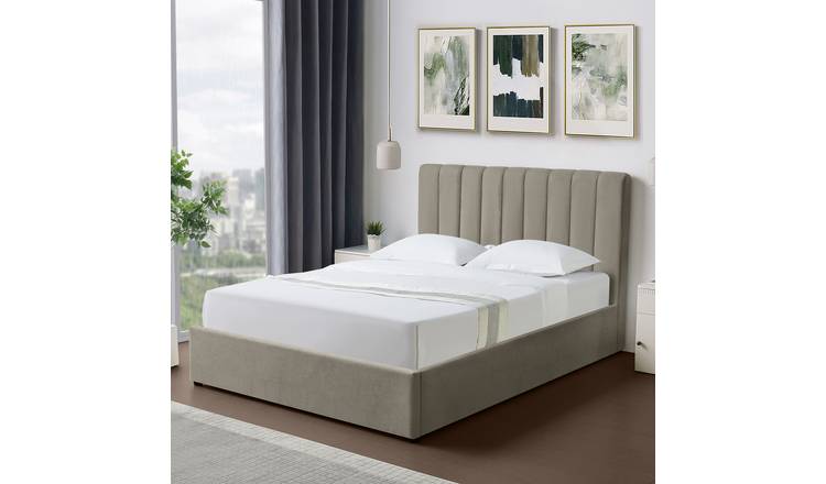 Artemis Home Evelynne Fabric 135cm Double Ottoman Bed with Storage - Light Brown