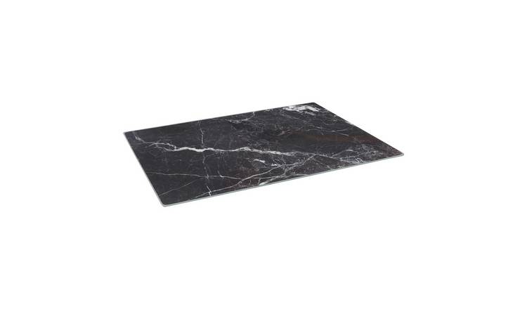 Harbour Housewares Rectangle Glass Chopping Board - 40 x 30cm - Black Marble