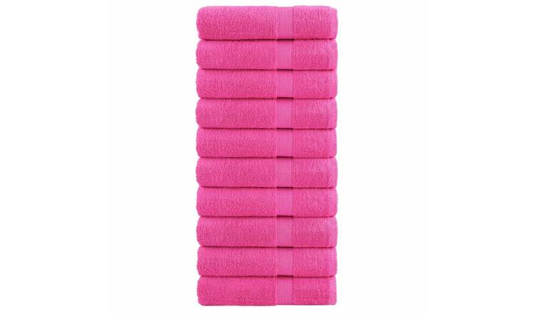 Walplus Pack of 10 Cotton Hand Towels - Pink - 50 x 100 cm