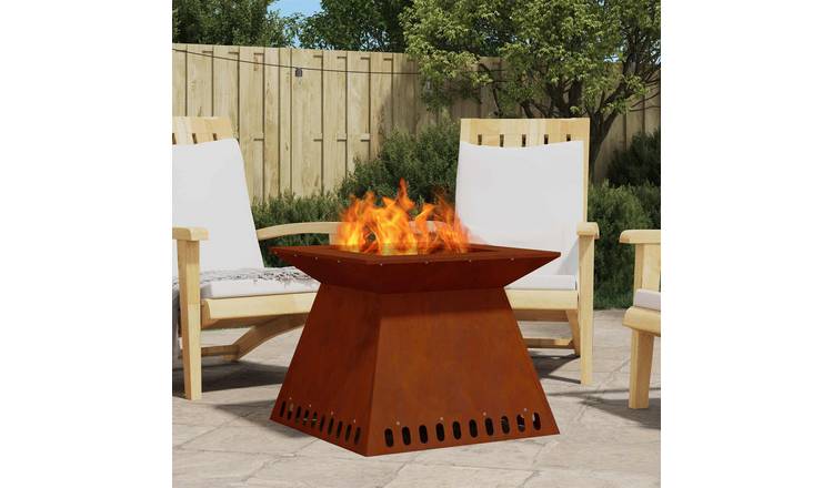 Walplus Steel Fire Pit Weathering - Brown - 60 x 60 x 50 cm