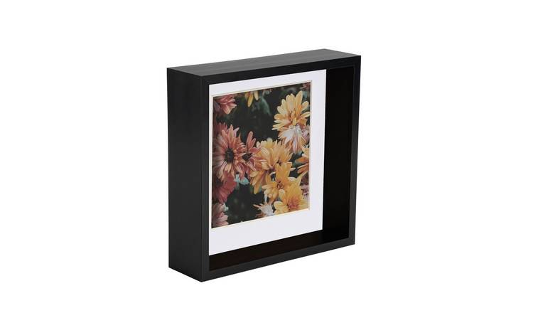 Nicola Spring 3D Deep Box Photo Frame - 8x8" with Mount - Black & White