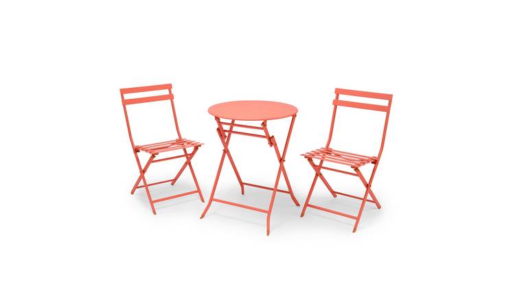 Vonhaus Ravello Folding Metal Garden Bistro Set - Coral