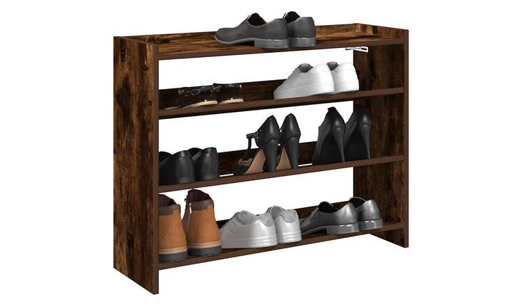 Walplus Engineered Wood Shoe Rack - Smoked Oak - 80 x 25 x 62 cm