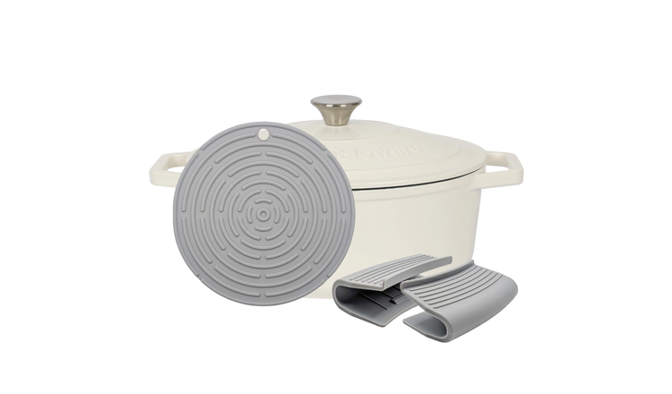Argon Tableware Oval Cast Iron Casserole Dish - Pebble Gloss