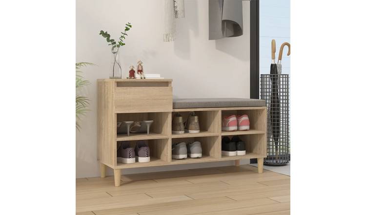 Walplus Solid Wood Shoe Cabinet - Sonoma Oak - 102 x 36 x 60 cm