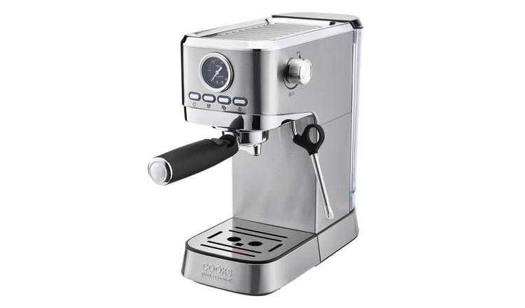 Cooks Professional 20 Bar Espresso Coffee Machine with Steam Wand - Silver