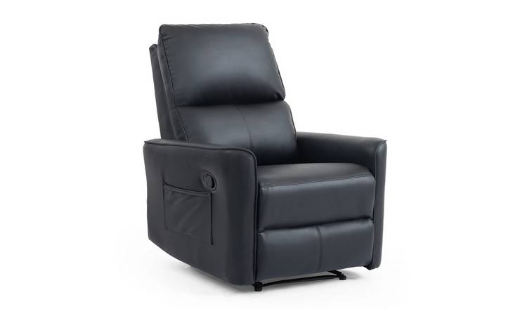 Furniture Online Madrid Manual Air Leather Recliner Chair - Black