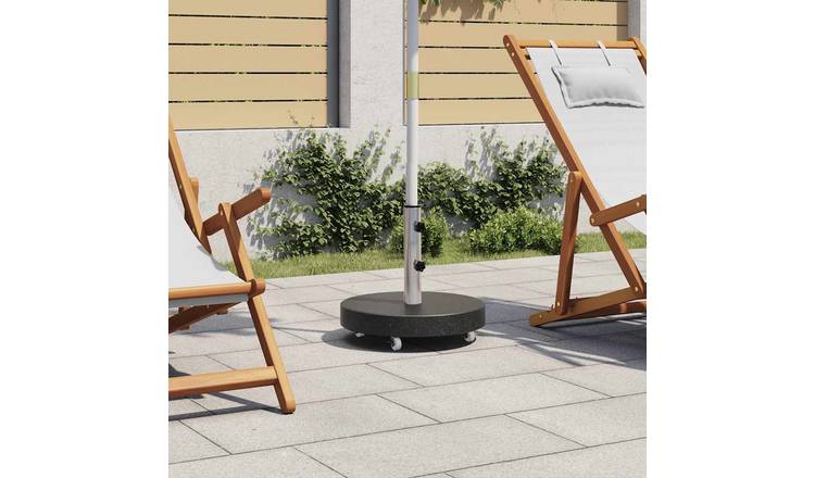 Walplus Stainless Steel Parasol Base Granite 30 kg Rollable - Black