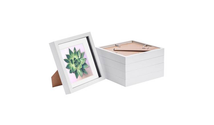 Nicola Spring 3D Box Photo Frames - 8 x 8" with Mount - Set of 5 - White