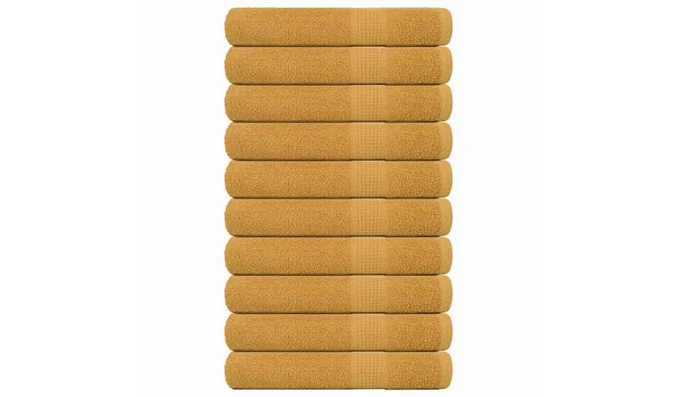 Walplus Pack of 10 Cotton Towels - Gold - 100 x 200 cm