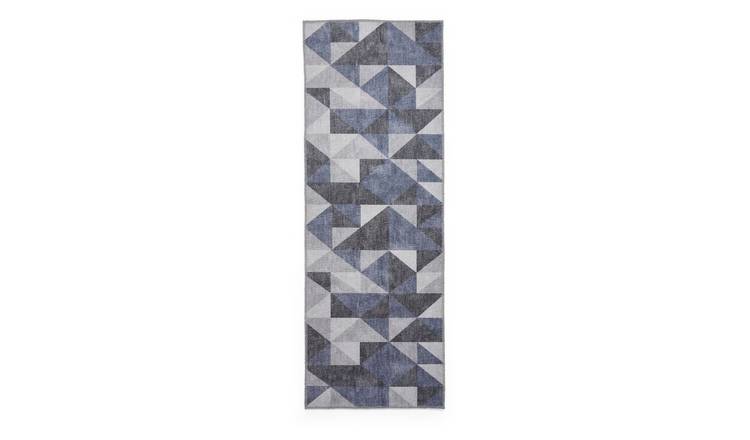 Mega Flooring Blue Modern Geometric Runner - 61 x 170cm