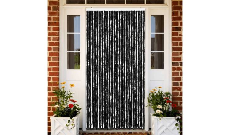 Walplus Chenille Insect Door Curtain - Anthracite - 100 x 220 cm