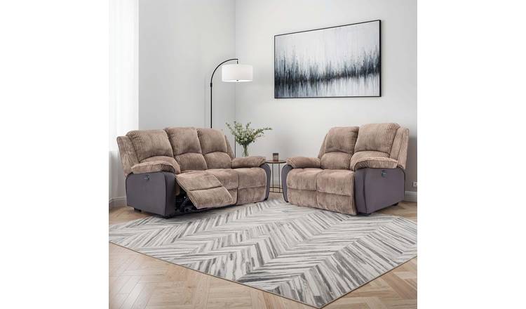 Furniture Online Postana Electric Recliner 2+3 Seater Sofa Set - Brown