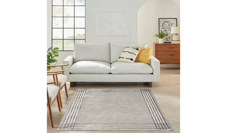Mega Flooring Silver Modern Bordered Rug - 119 x 180cm