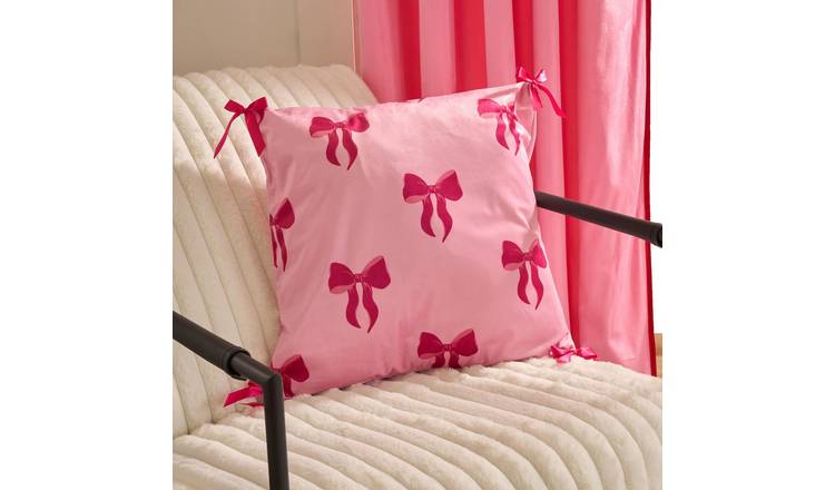 OHS 2 Pack Bow Print Cushion Covers 45 x 45cm - Hot Pink